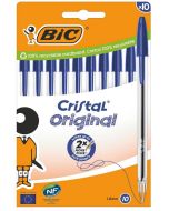 BIC Stylos à bille Cristal Original - Encre Bleue Lot de 10